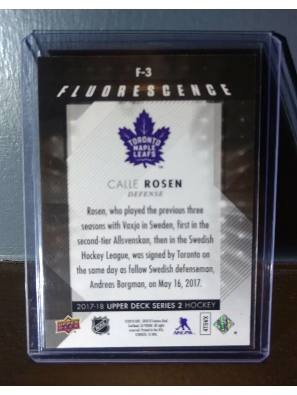2017 Calle Rosen Upper Deck Fluorescence #F-3 Hockey Card #/150